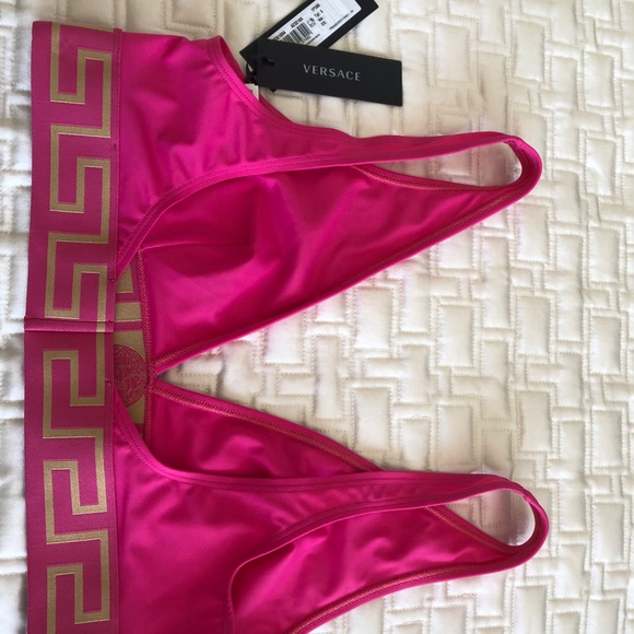 💋 Versace Triangle Logo Bikini Top  - Swimwear SIZE L - XL - Picture 3 of 6